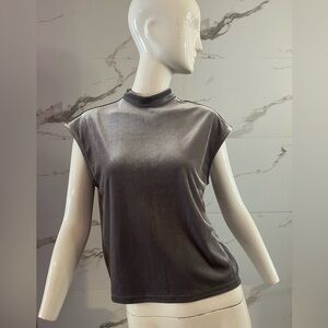 NWT Joe Fresh Silver Velvet Mock Neck Tank